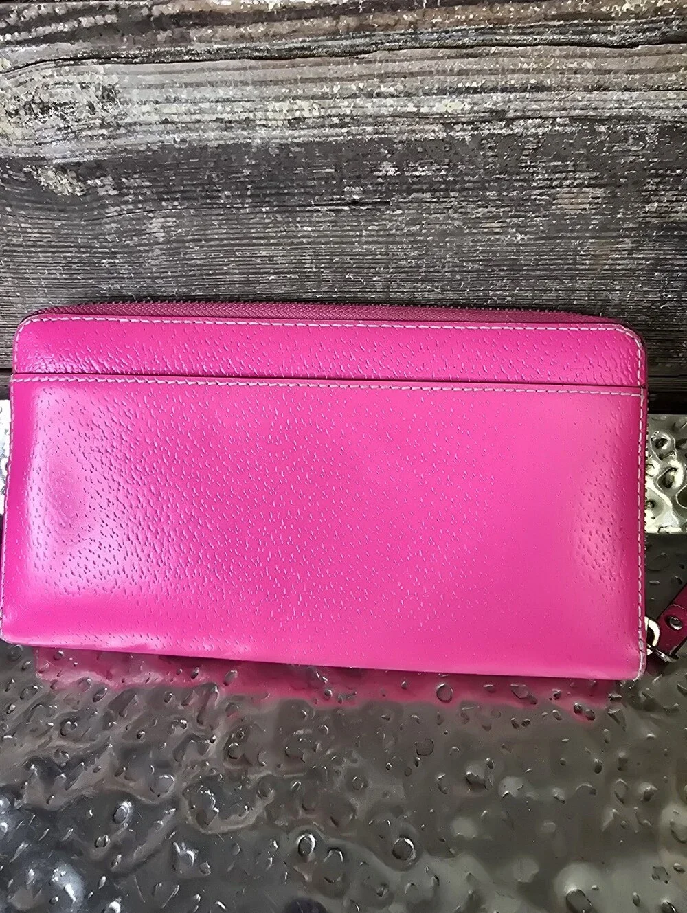 Kate Spade Hot Pink Leather Zip Around Continental Wallet
